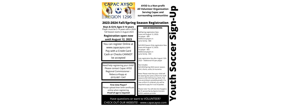 FALL 2023/SPRING 2024 REGISTRATION Now until August 12, 2023